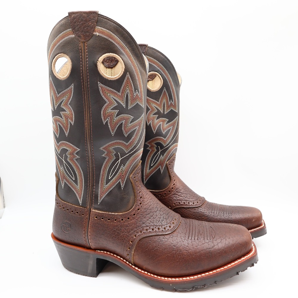 Double-H DH4420 Work Western Mustang Brown Mens 10 D Leather Boots NEW - Picture 2 of 14